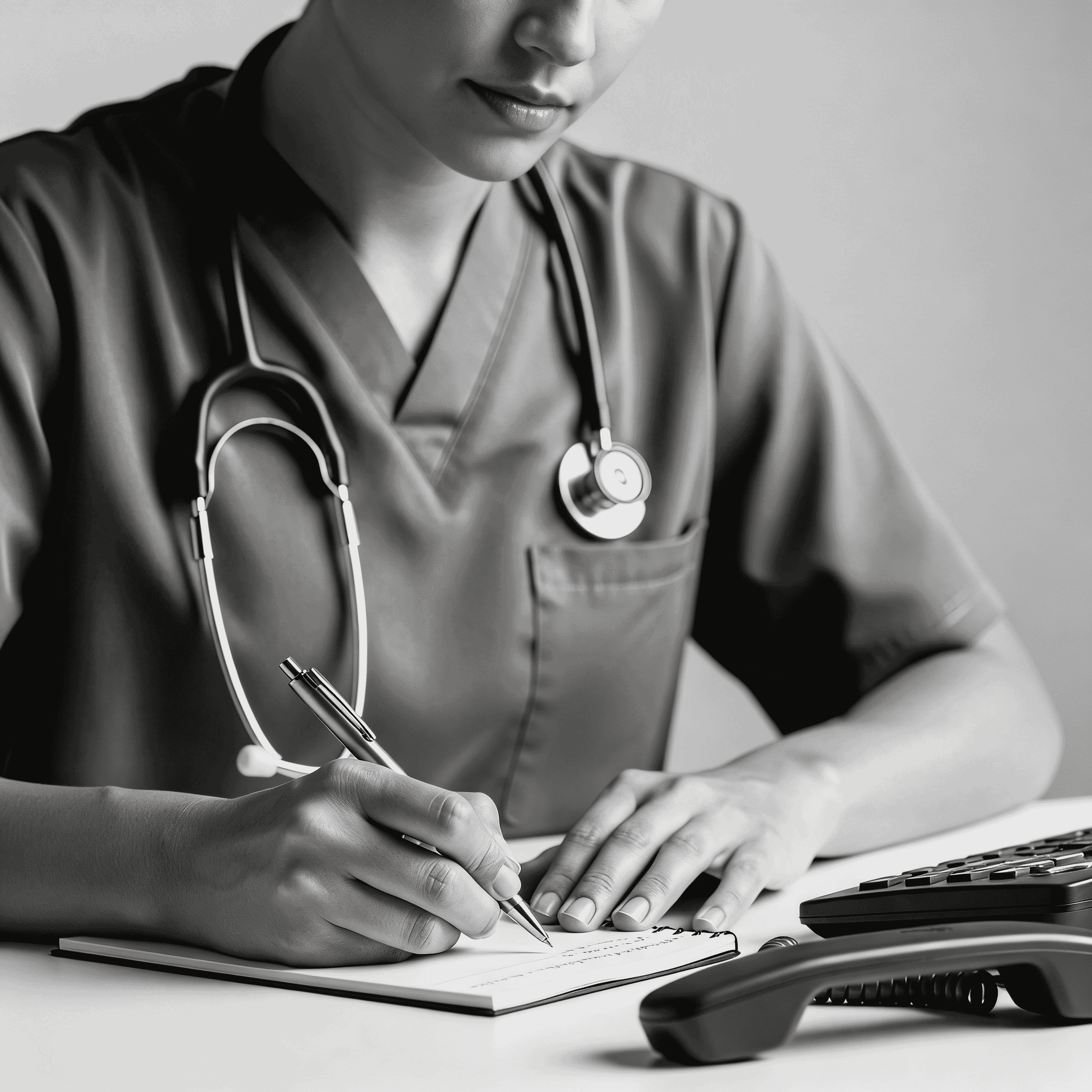 Medical professional at desk